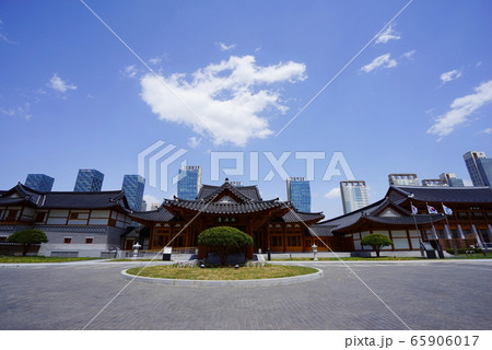 韓屋 タイル 庭木 65906017