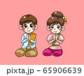 bay and girl sitting welcome thai cartoon 65906639