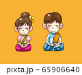 bay and girl Meditating thai cartoon 65906640