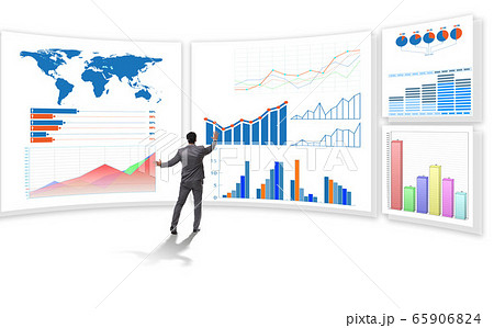 Businessman in business visualization and infographics concept 65906824