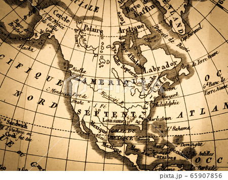 アンティークの世界地図 アメリカの写真素材