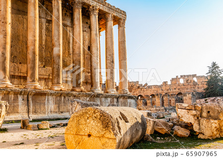 Columns of ancient Roman temple of Bacchus with Columns of ancient Roman temple of Bacchus with 65907965