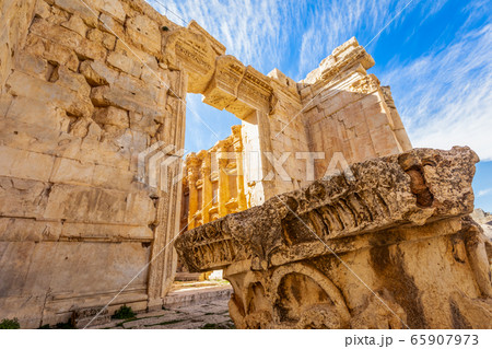 Ancient Roman temple of Bacchus and remain of one Ancient Roman temple of Bacchus and remain of one 65907973