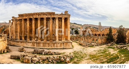 Ancient Roman temple of Bacchus panorama with Ancient Roman temple of Bacchus panorama with 65907977