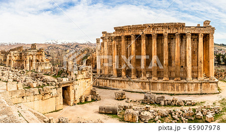 Ancient Roman temple of Bacchus panorama with Ancient Roman temple of Bacchus panorama with 65907978