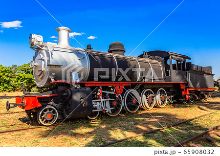 Old retro preserved locomotive train standing on 65908032