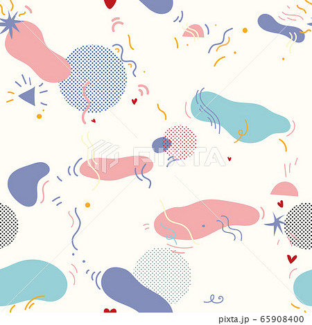 Vector seamless pattern in memphis style with raster effect. Vector seamless pattern in memphis style with raster effect. 65908400