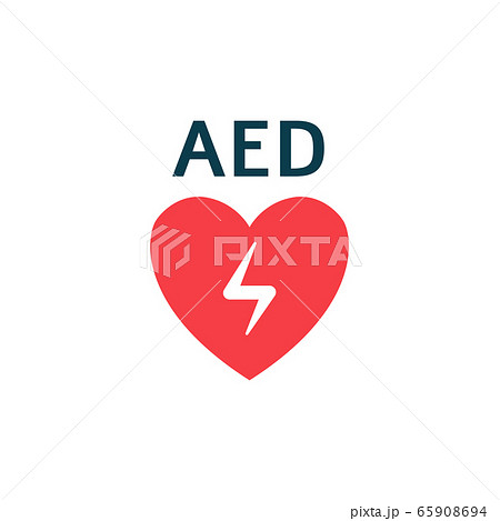Isolated flat vector illustration with aed heart and automated external defibrillator concept. 65908694