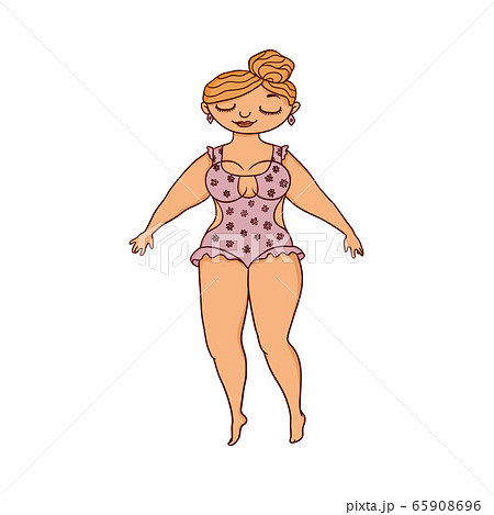Cartoon woman in sexy swimsuit isolated on white background 65908696