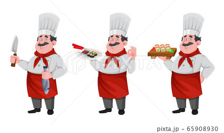 Handsome chef cartoon character. Cheerful cook Handsome chef cartoon character. Cheerful cook 65908930