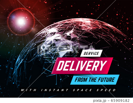 Delivery service design background with planet. Vector illustration 65909182