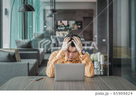 Portrait of depressed young business Asian, Portrait of depressed young business Asian, 65909824