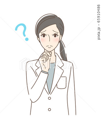 不安・疑問・悩みを感じる正面向きの女性 不安・疑問・悩みを感じる正面向きの女性 65910486