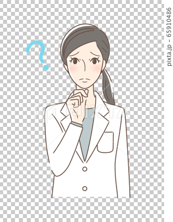 不安・疑問・悩みを感じる正面向きの女性 不安・疑問・悩みを感じる正面向きの女性 65910486