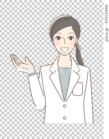 笑顔で手を差し出す正面向きの女性 65910488