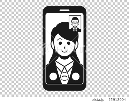 テレビ電話をするビジネスウーマンのイラスト テレビ電話をするビジネスウーマンのイラスト 65912904