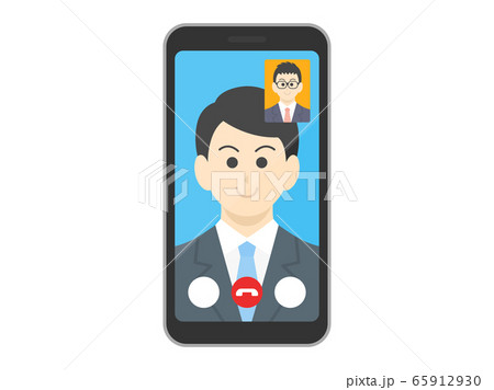 テレビ電話をするビジネスマンのイラスト 65912930