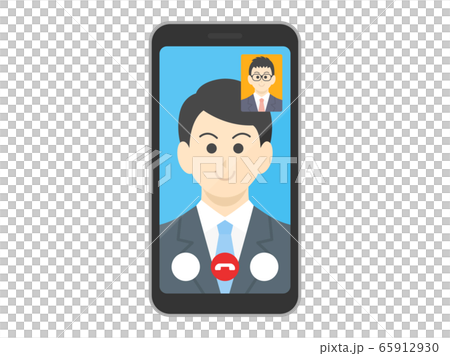 テレビ電話をするビジネスマンのイラスト 65912930