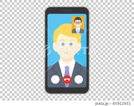 打可視電話的白人商人的插圖 65912931