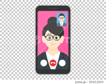 テレビ電話をするビジネスウーマンのイラスト 65912934