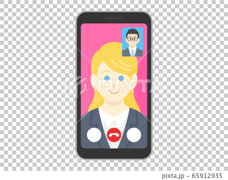 打可視電話的女商人的插圖 65912935
