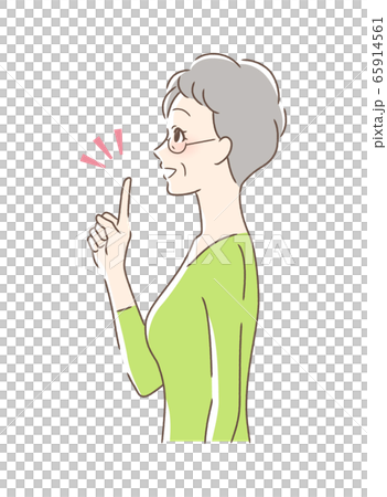 笑顔で指をさす女性の横顔 65914561