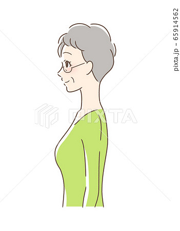 笑顔な女性の横顔のイラスト素材