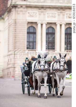 Traditional horse coach Fiaker in Vienna Austria 65916053