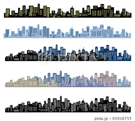 ビル街 シルエットのイラスト素材 65916755 Pixta