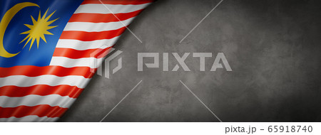 Malaysian flag on concrete wall banner 65918740