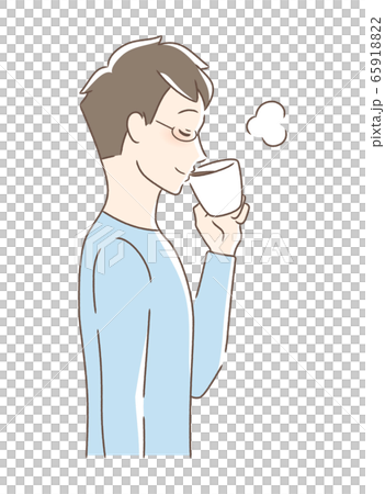 Side profile of a man drinking coffee in McCup Side profile of a man drinking coffee in McCup 65918822