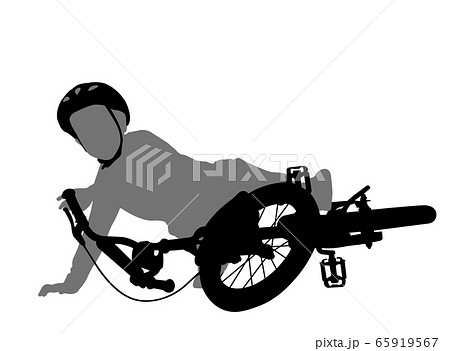 child fell off bike silhouette 65919567