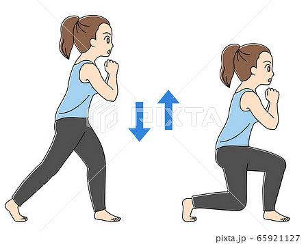 スプリットスクワット／側面／動作／2段階 65921127