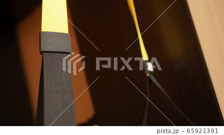 Closeup view of suspension training at home Closeup view of suspension training at home 65921391