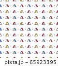 Triangles with dots on white background. Seamless repeating pattern. Geometric abstract texture. Minimal memphis design. Vector illustration. 65923395