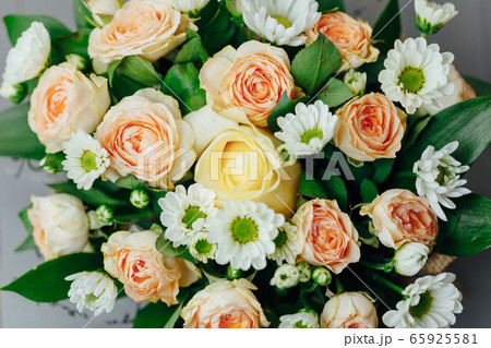 various flowers bouquet, close-up view 65925581