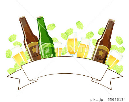 ビールとホップのイラスト背景のイラスト素材