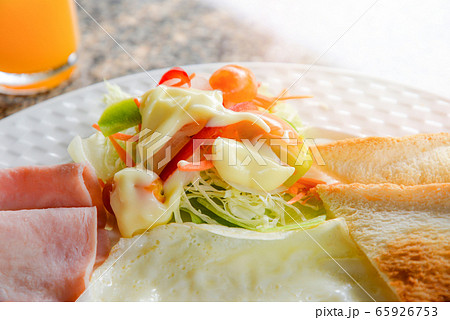 breakfast healthy top view / morning food english breakfast healthy top view / morning food english 65926753