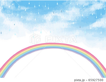 虹と天気雨と青空のベクターイラストのイラスト素材