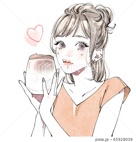 おうち時間でダルゴナコーヒーのイラスト素材