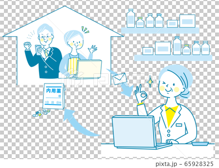 Senior female doctor pharmacist white coat online consultation 65928325