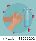 Hand washes symbol by alcohol. 65929202