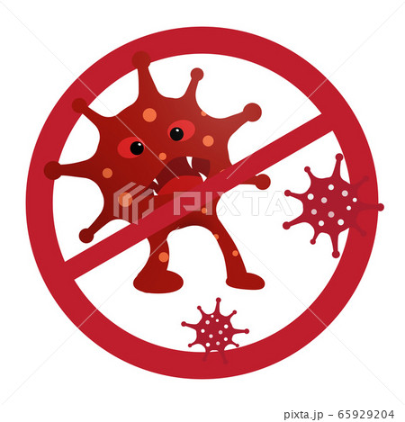 No Monster COVID-19 symbol red color. No Monster COVID-19 symbol red color. 65929204