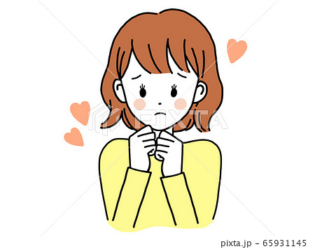 女性 恋する ポーズのイラスト素材
