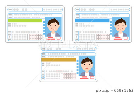 運転免許証の表面 初心者 一般 優良ドライバーの男性のイラストセットのイラスト素材