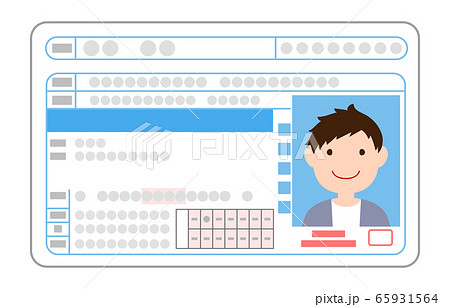 運転免許証の表面 一般ドライバーの男性のイラストのイラスト素材