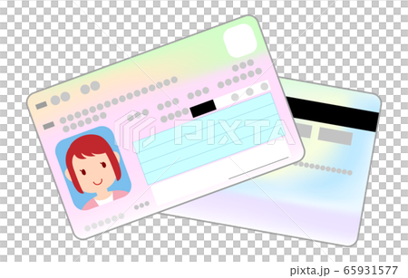 Illustration of front and back of my number card with female face photo Illustration of front and back of my number card with female face photo 65931577