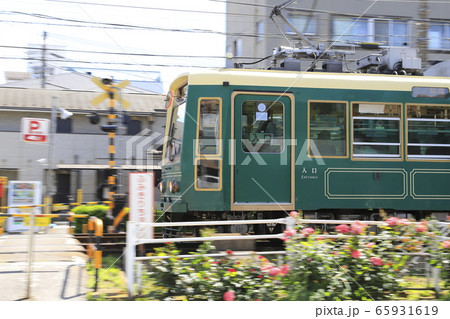 都電荒川線 走行中の電車の 流し撮り 都電荒川線 走行中の電車の 流し撮り 65931619