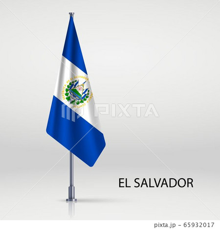 Hanging flag on flagpole Template for your design 65932017