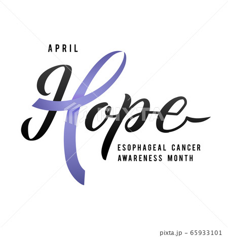 Vector Esophageal Cancer Awareness Calligraphy Poster Design. Stroke Violet Ribbon. April is Cancer Awareness Month 65933101